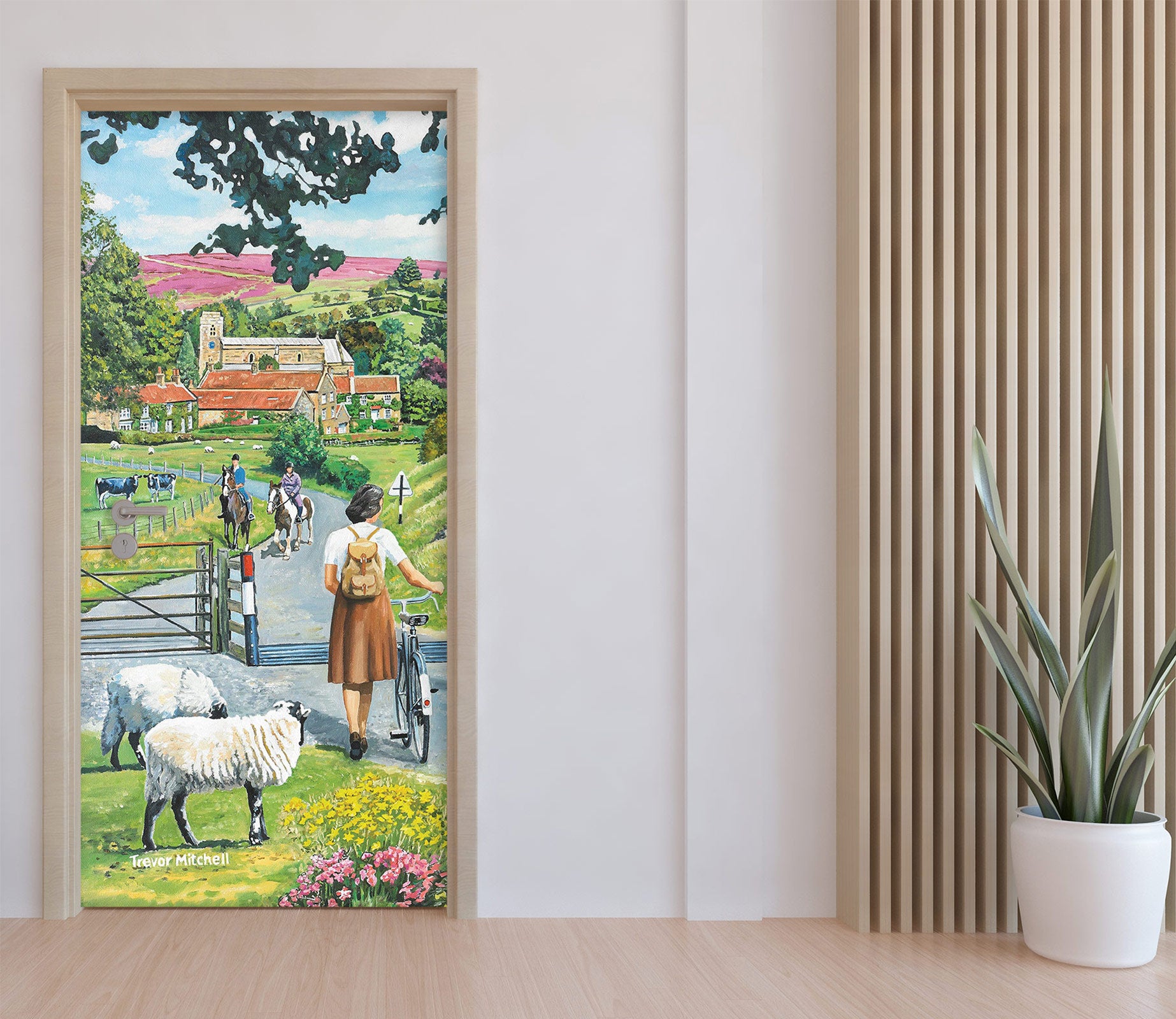 3D Country Road Grass Sheep 103106 Trevor Mitchell Door Mural