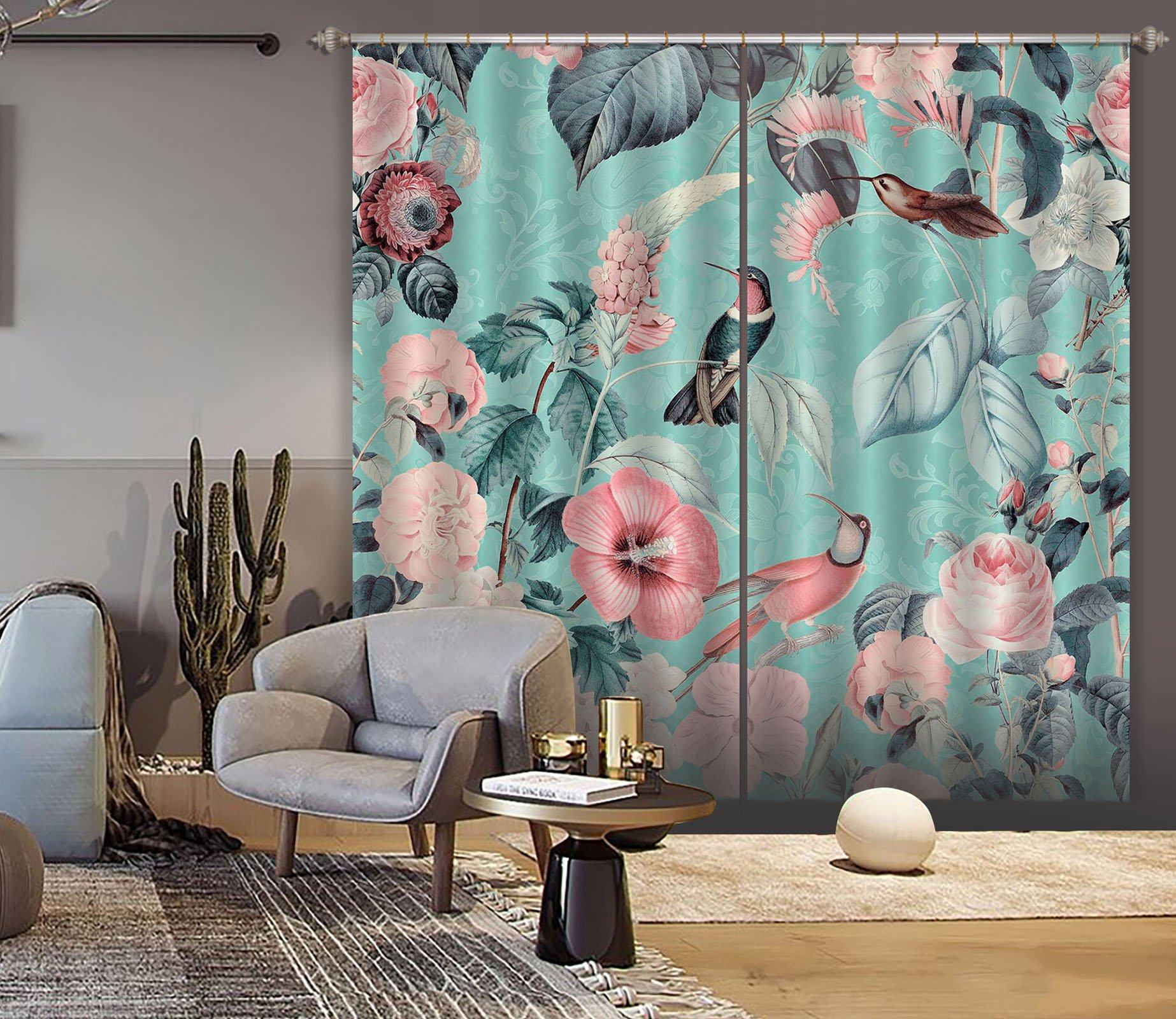 3D Bird And Flower Forest 064 Andrea haase Curtain Curtains Drapes Curtains AJ Creativity Home 