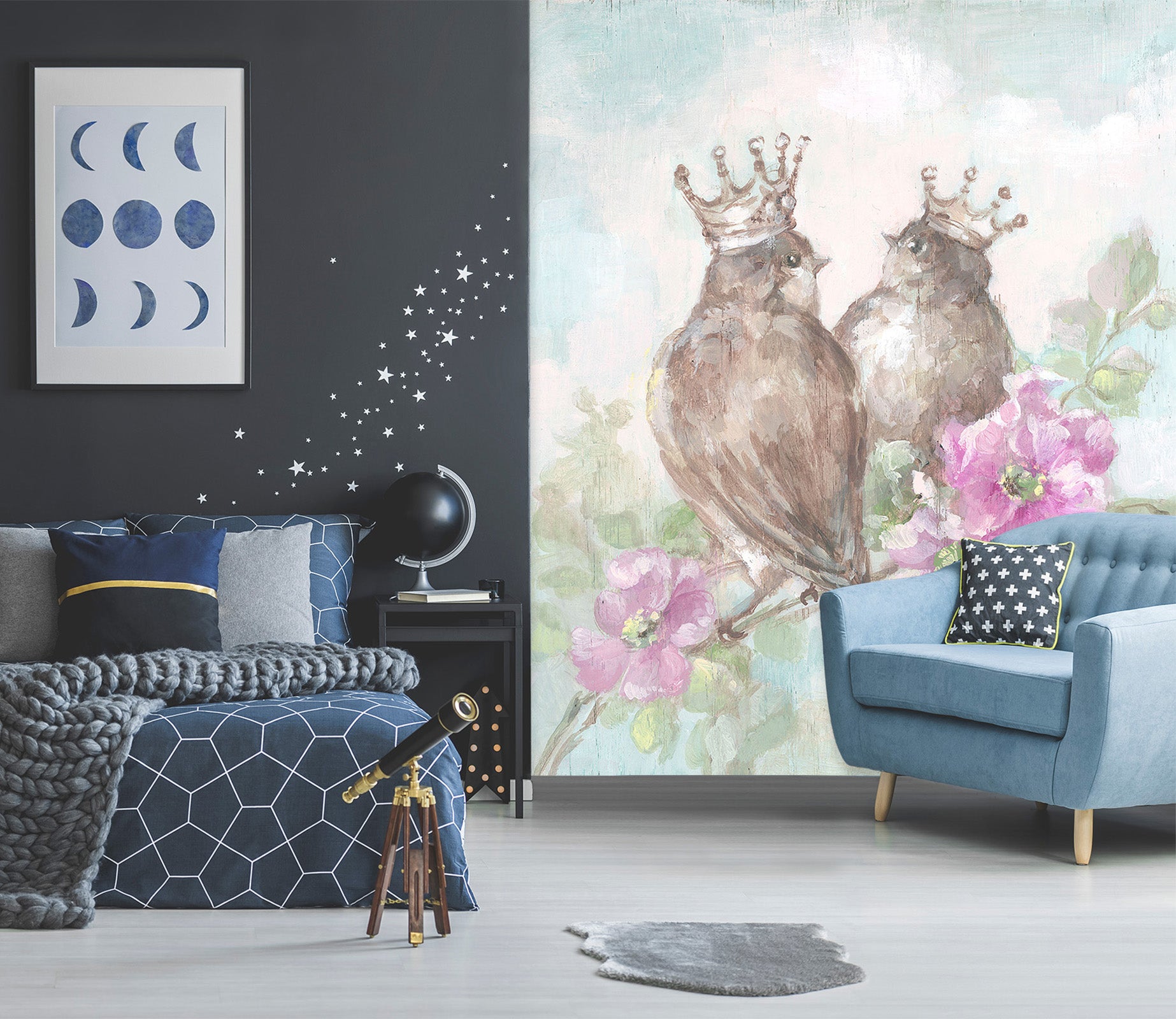 3D Flower Magpie 1606 Debi Coules Wall Mural Wall Murals