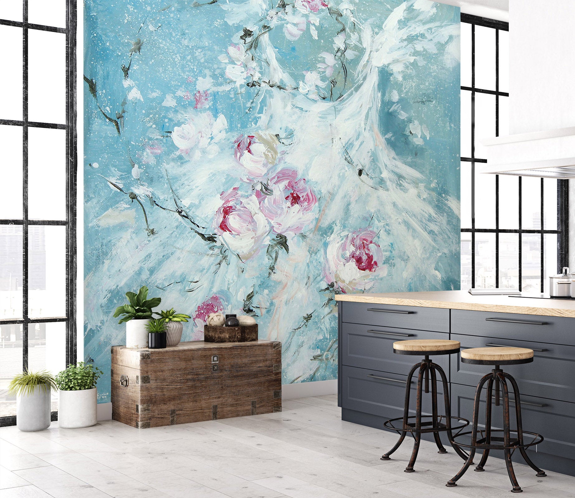 3D Rose White Dress 3114 Debi Coules Wall Mural Wall Murals