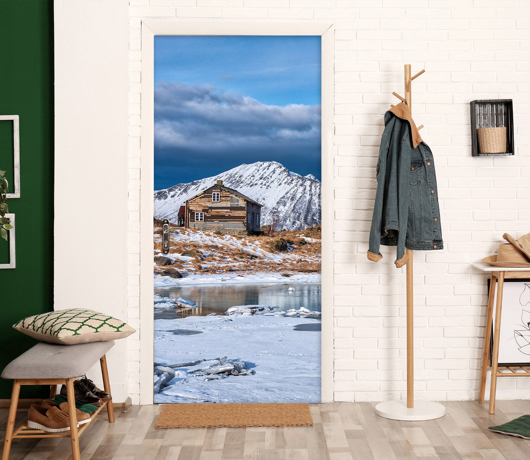 3D Snow Mountain Chalet 119175 Marco Carmassi Door Mural