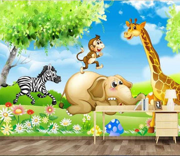 3D Giraffe Monkey WC418 Wall Murals