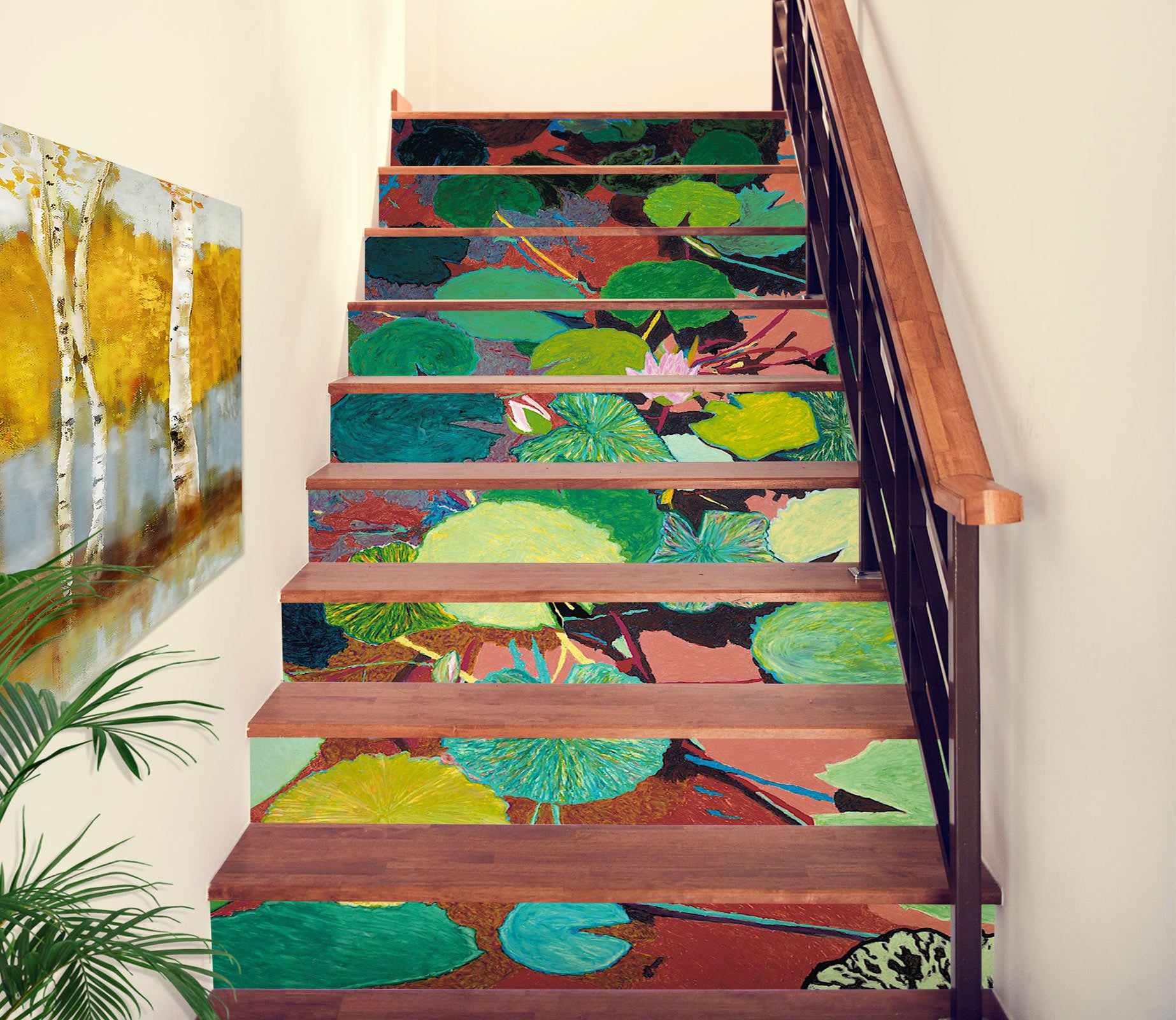 3D Lotus Leaf Painting 90138 Allan P. Friedlander Stair Risers