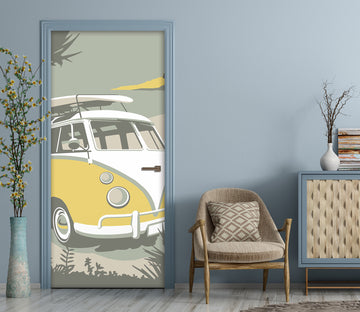 3D Small Yellow Bus 9241 Steve Read Door Mural