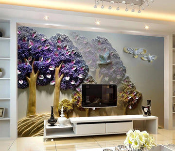 3D Purple Tree W603 Wall Murals