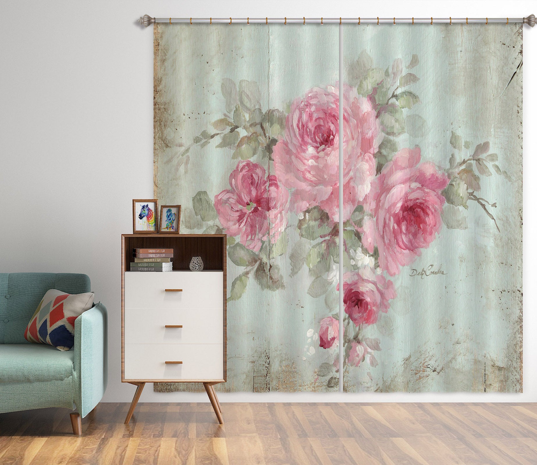 3D Pink Flower 3067 Debi Coules Curtain Curtains Drapes