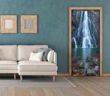 3D Waterfall Lake Stones 198 Door Mural