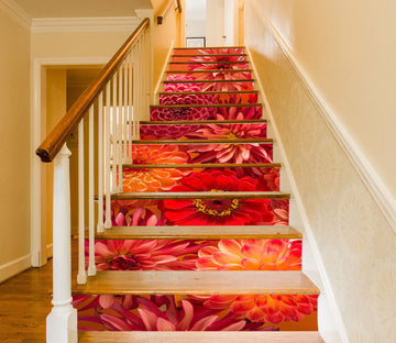 3D Red Chrysanthemum 10937 Assaf Frank Stair Risers