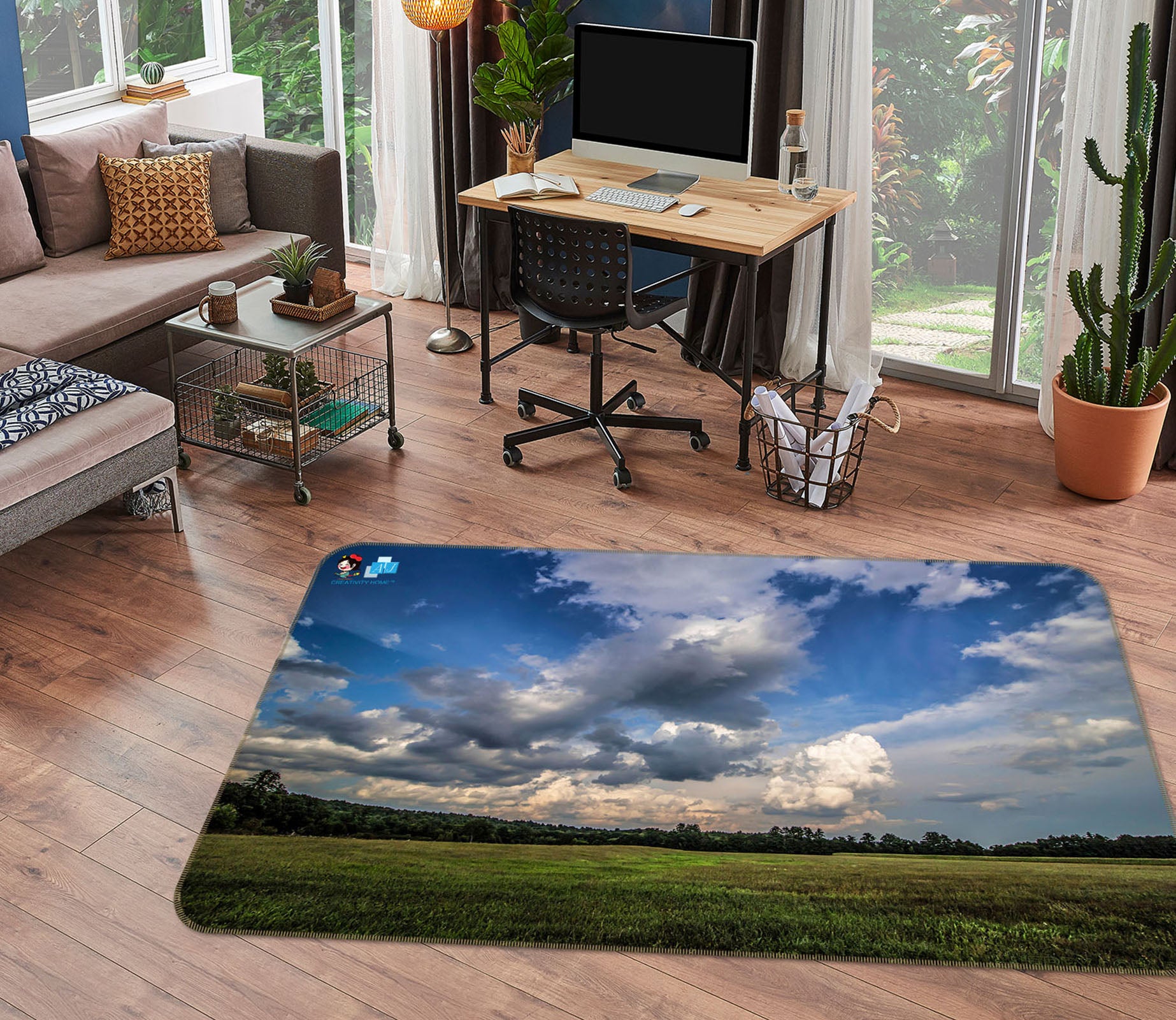 3D Sky Grass 85068 Jerry LoFaro Rug Non Slip Rug Mat