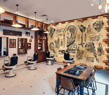 3D Short Hair Style 1427 Barber Shop Wall Murals