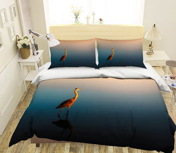 3D Sunset Crane 005 Bed Pillowcases Quilt