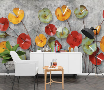 3D Red Lotus Leaf WC985 Wall Murals