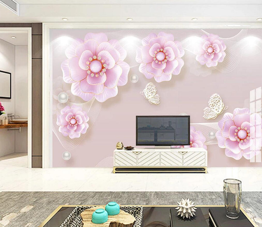 3D Jewelry Flower WC885 Wall Murals