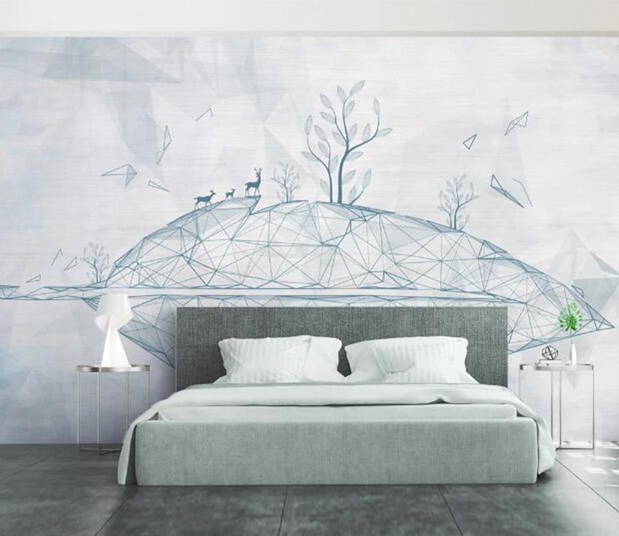 3D Blue Fawn WC2485 Wall Murals