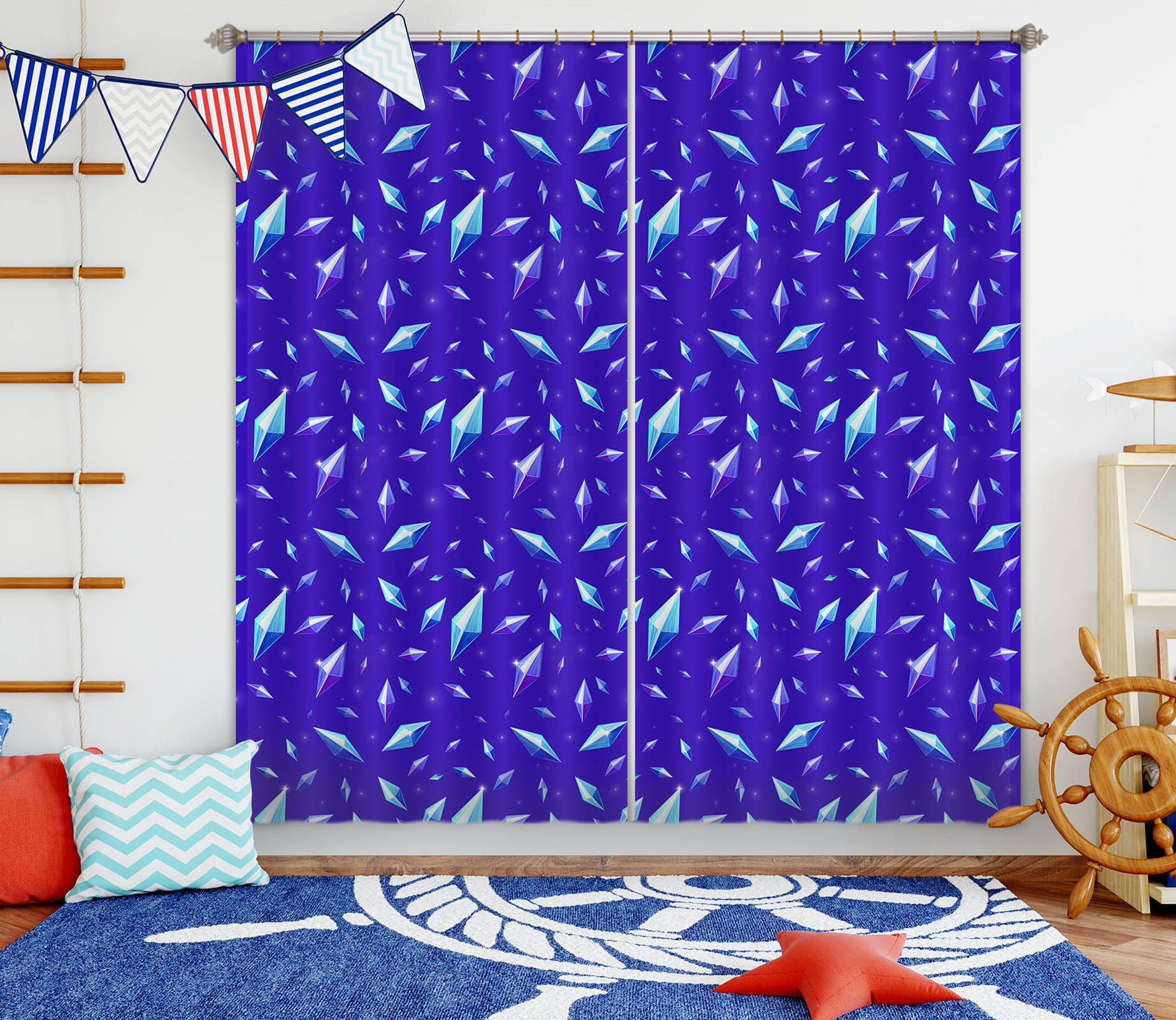 3D Blue Starlight 107 Rose Catherine Khan Curtain Curtains Drapes