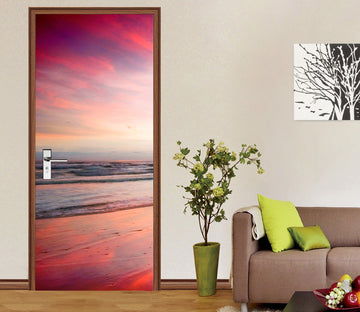 3D Seaside Red Sky 11492 Marco Carmassi Door Mural