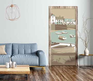 3D House River Boat 9231 Steve Read Door Mural