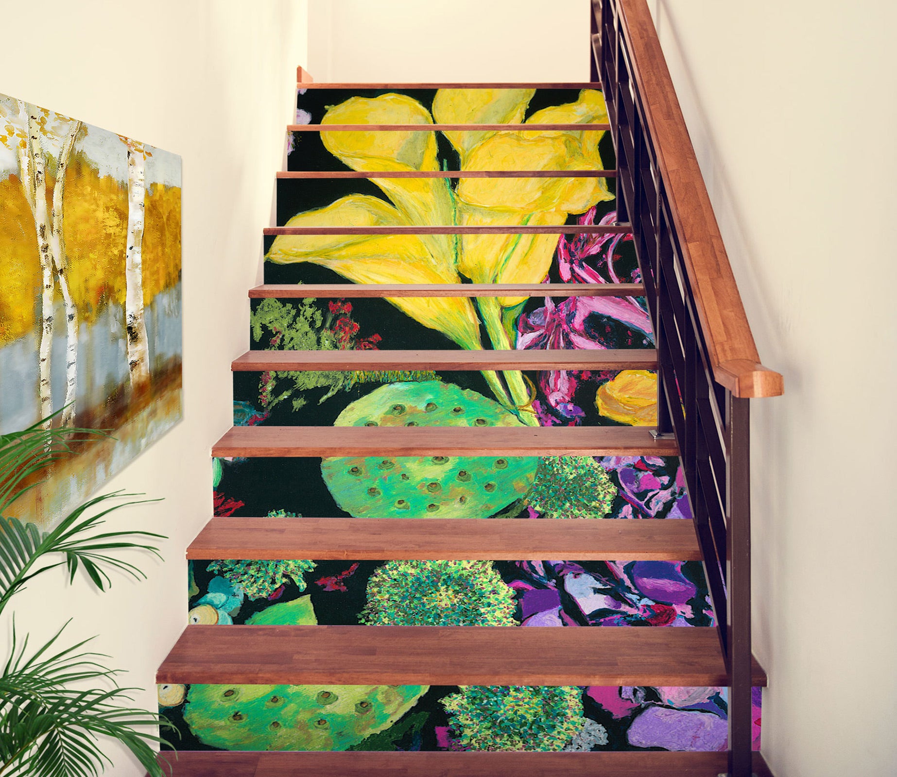 3D Yellow Flower Cactus 90152 Allan P. Friedlander Stair Risers