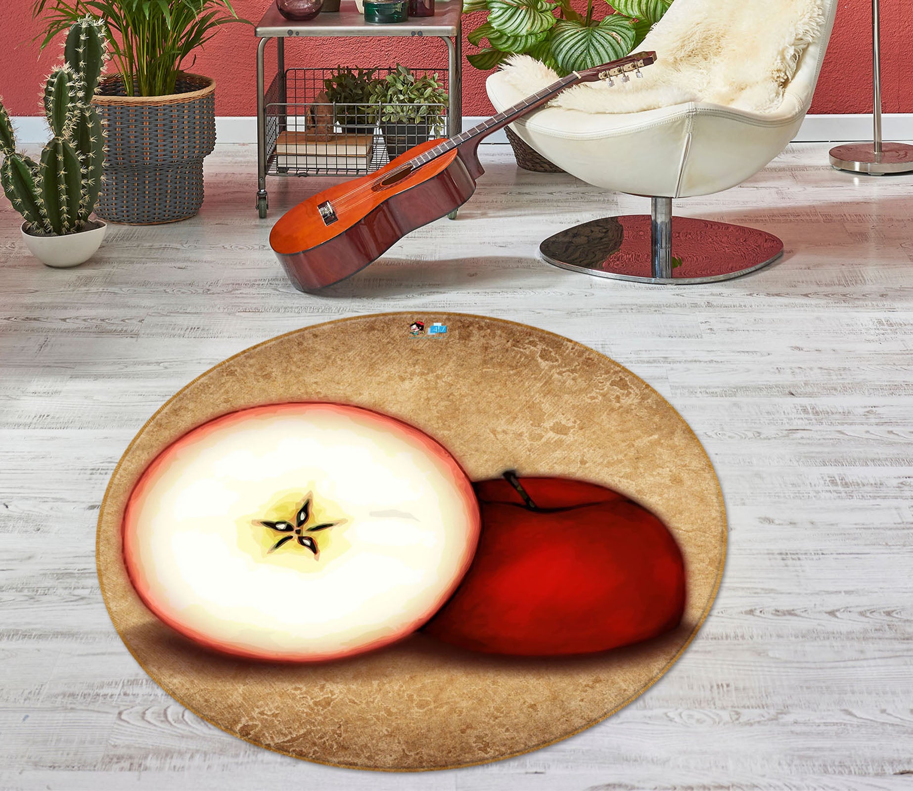 3D Red Apple 8913 Brigid Ashwood Rug Round Non Slip Rug Mat