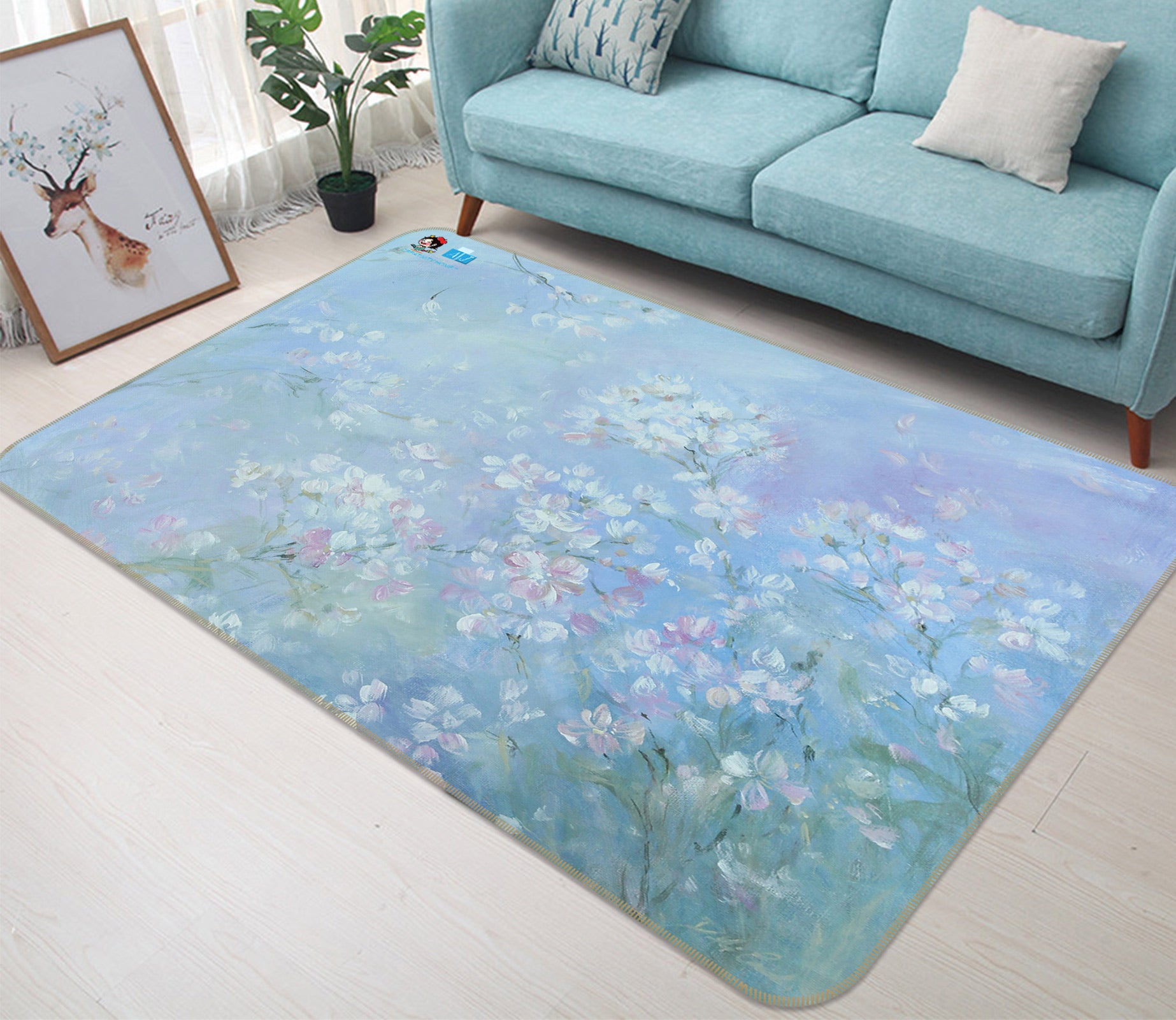 3D Floral Pattern 1012 Debi Coules Rug Non Slip Rug Mat