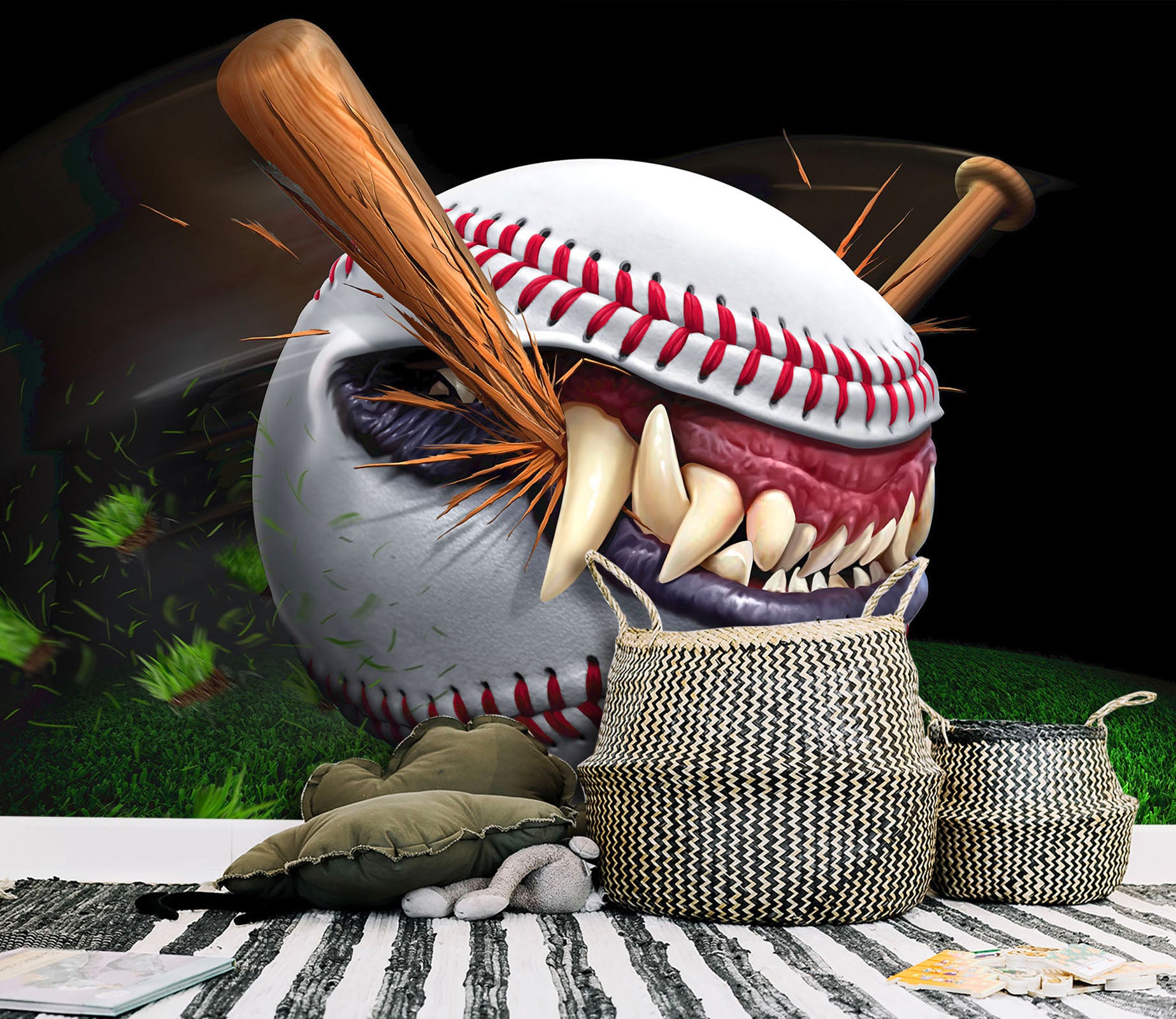 3D Baseball 4198 Tom Wood Wall Mural Wall Murals