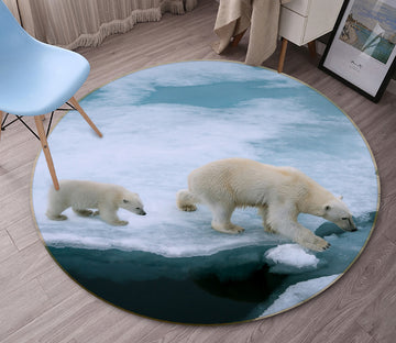 3D Polar Bear 38047 Animal Round Non Slip Rug Mat