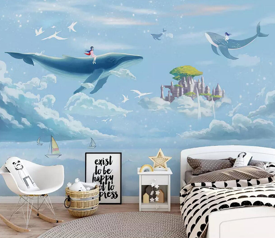 3D Whale Island WC494 Wall Murals