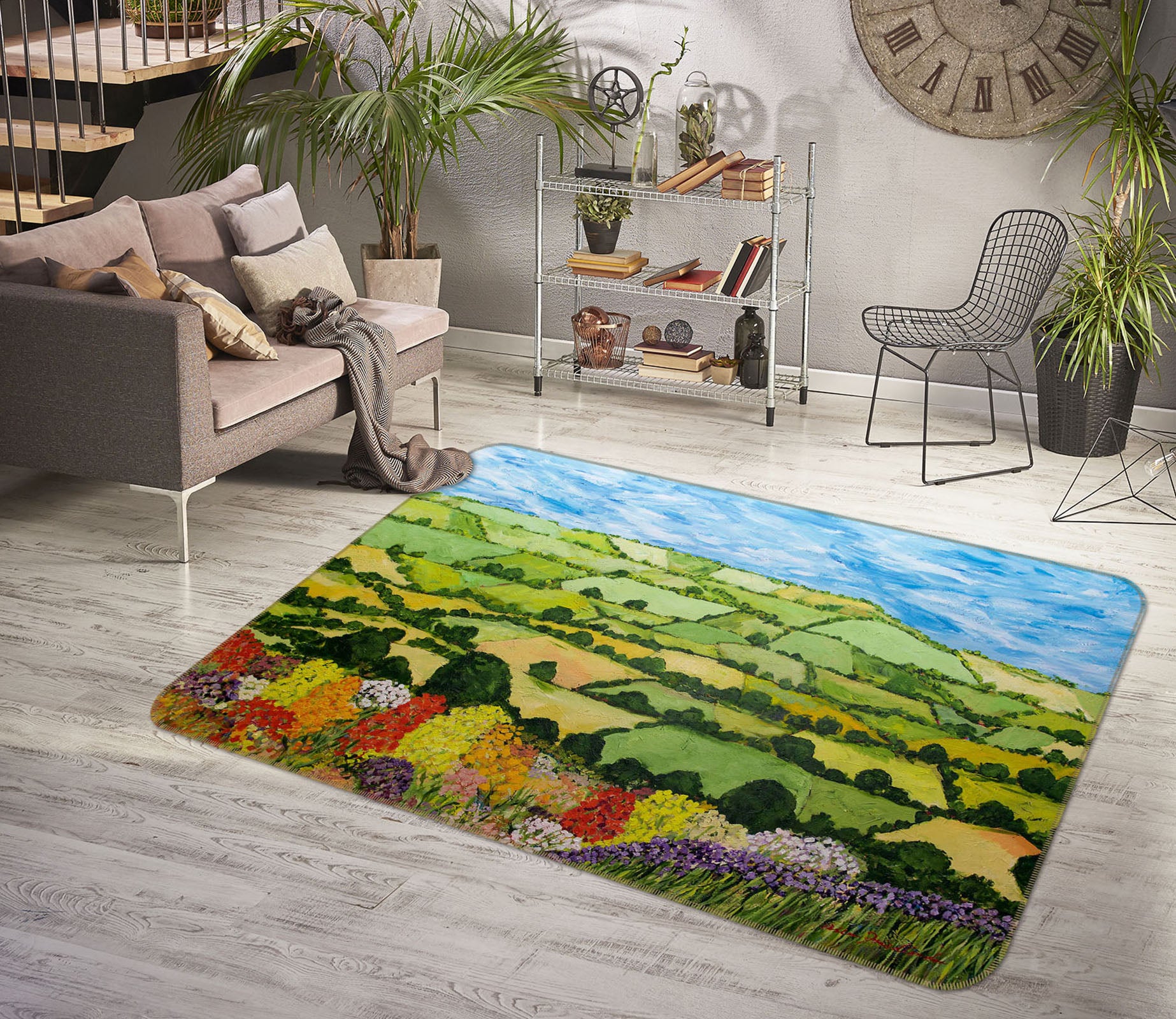 3D Terraces 1109 Allan P. Friedlander Rug Non Slip Rug Mat