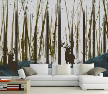 3D Night Deer WC1305 Wall Murals