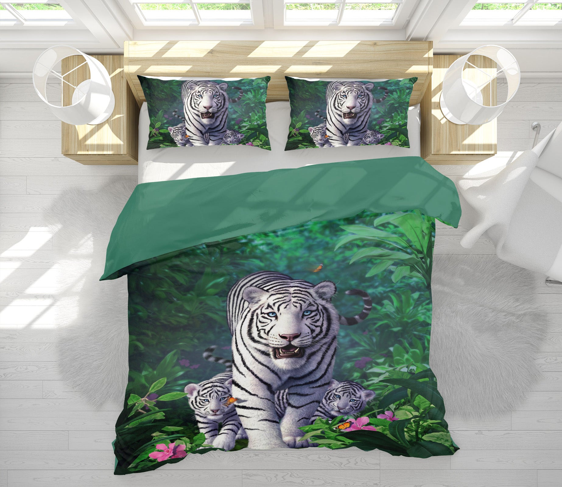 3D White Tigers 18077 Jerry LoFaro bedding Bed Pillowcases Quilt