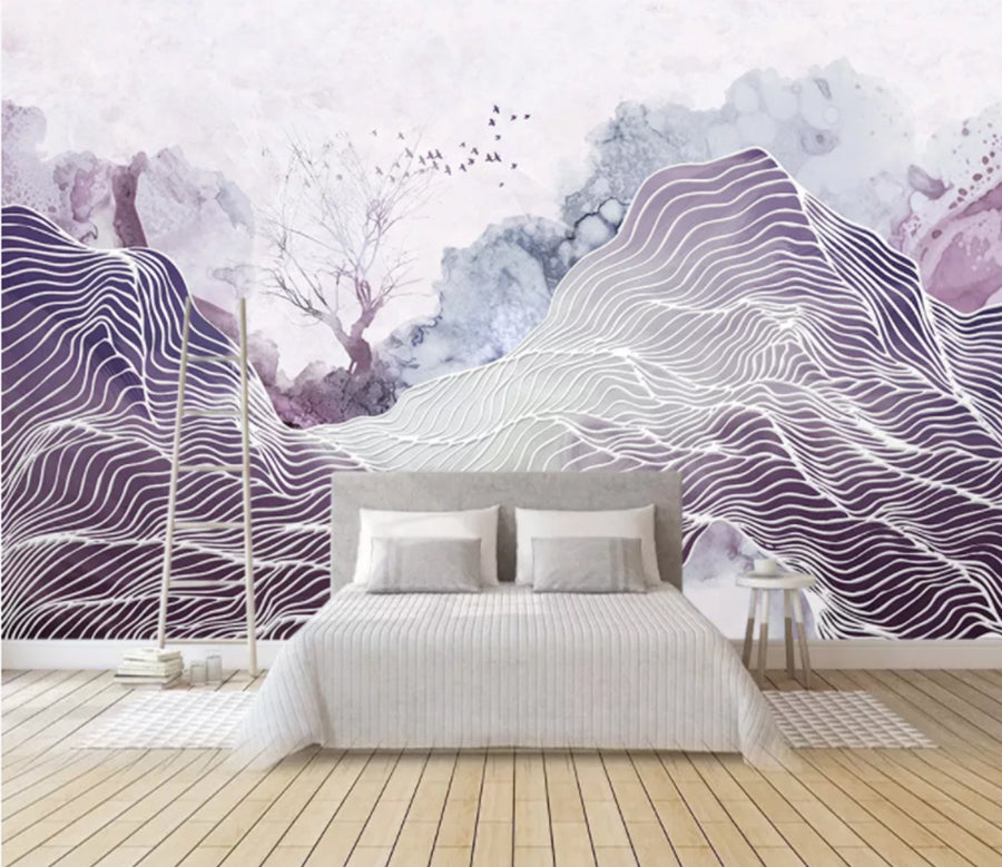 3D Purple Stone Tree WC1488 Wall Murals