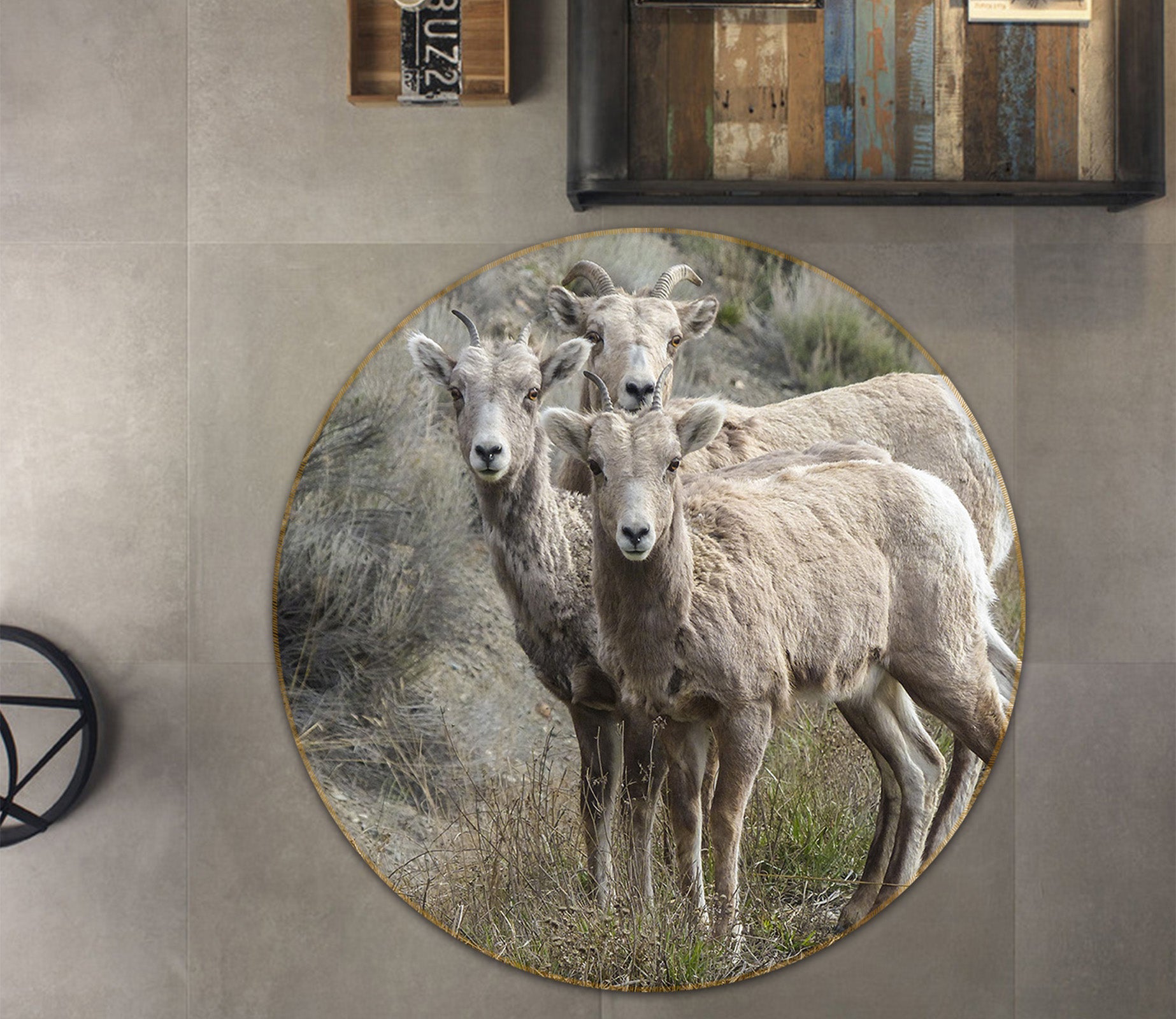 3D Sheep 82201 Animal Round Non Slip Rug Mat