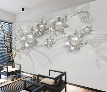 3D Silver Flower WC2738 Wall Murals