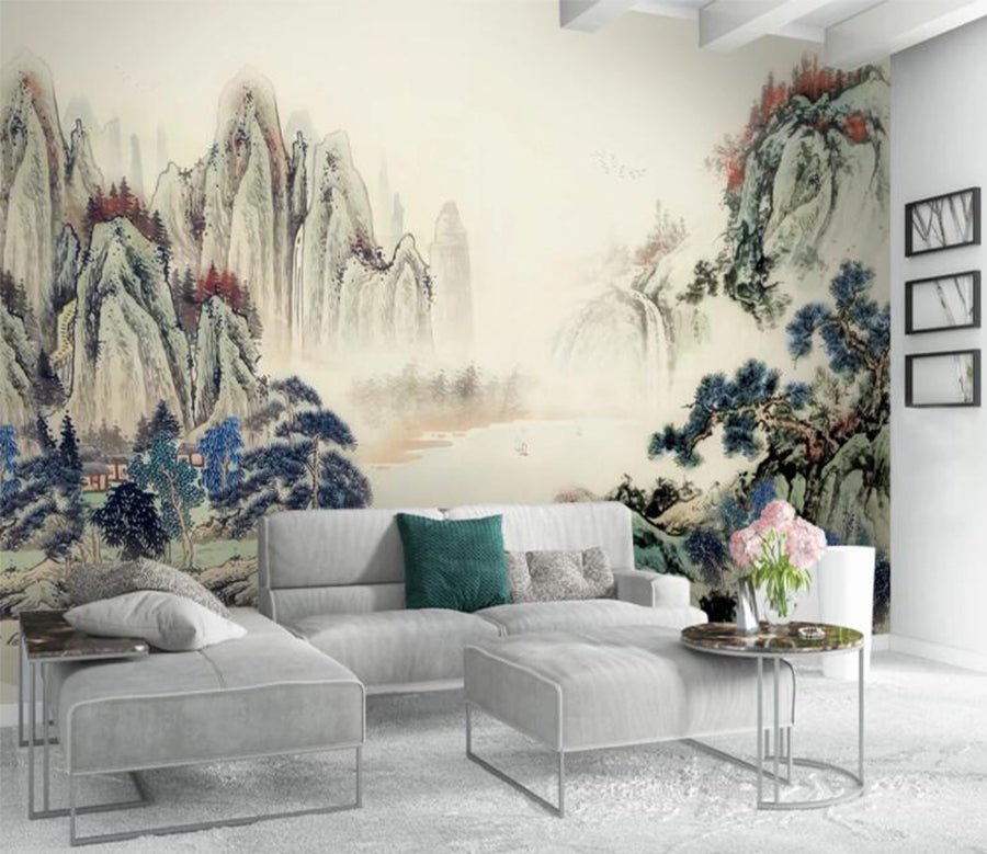 3D Cliffs Tree WC1336 Wall Murals