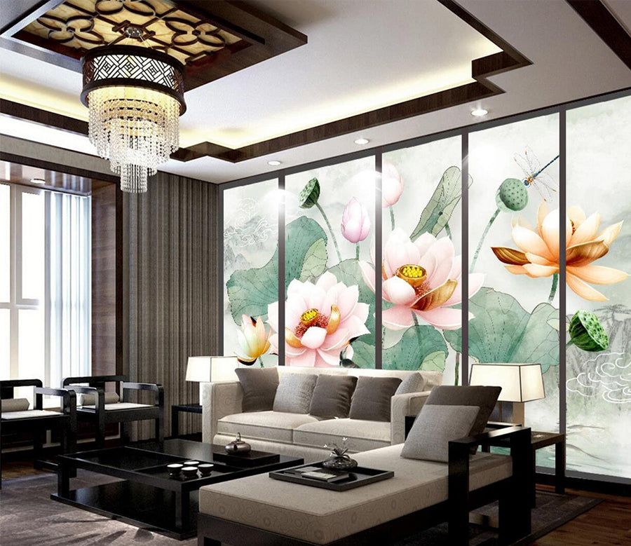 3D Beautiful Lotus WC559 Wall Murals