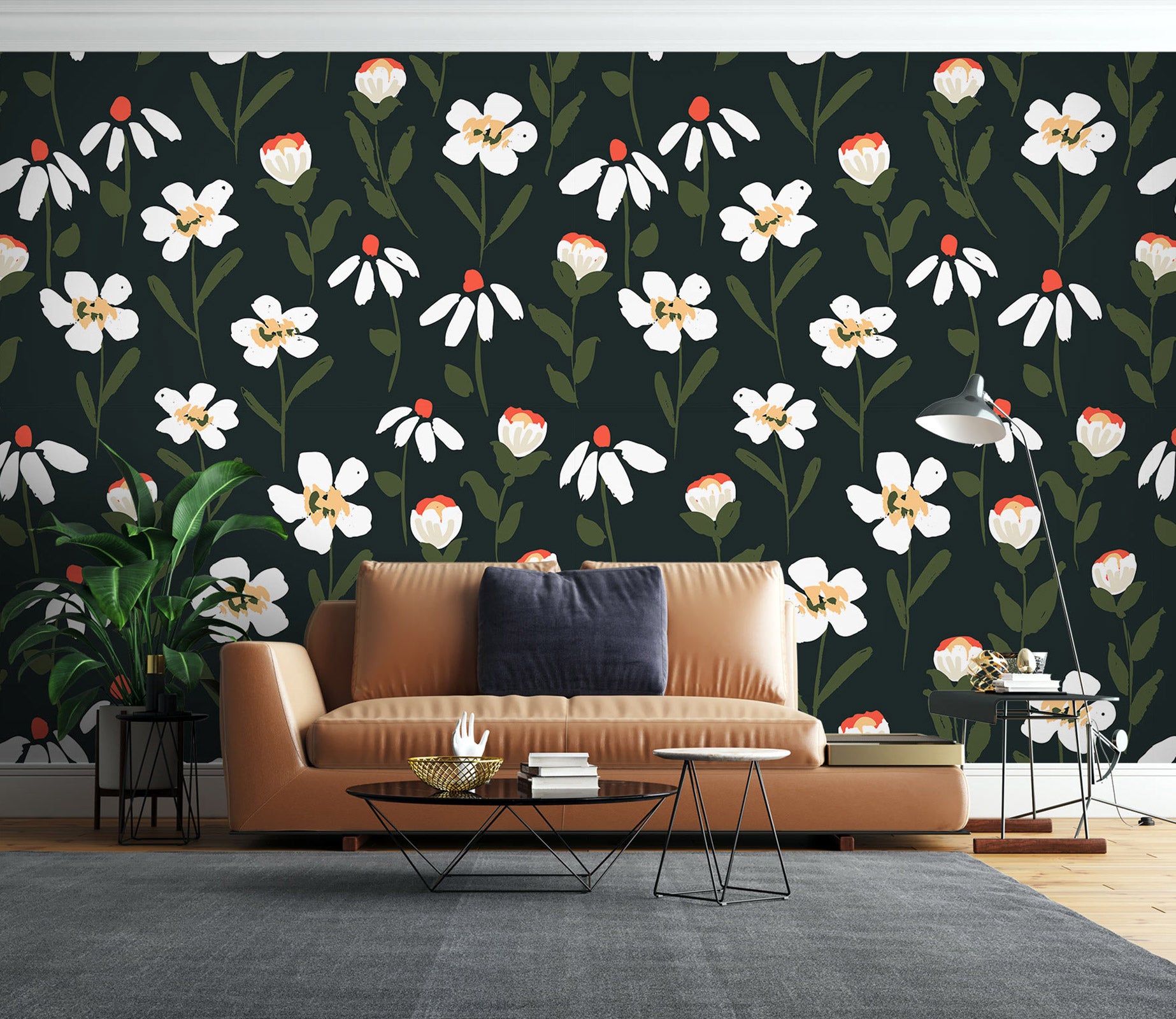 3D White Little Flower 12058 Kashmira Jayaprakash Wall Mural Wall Murals