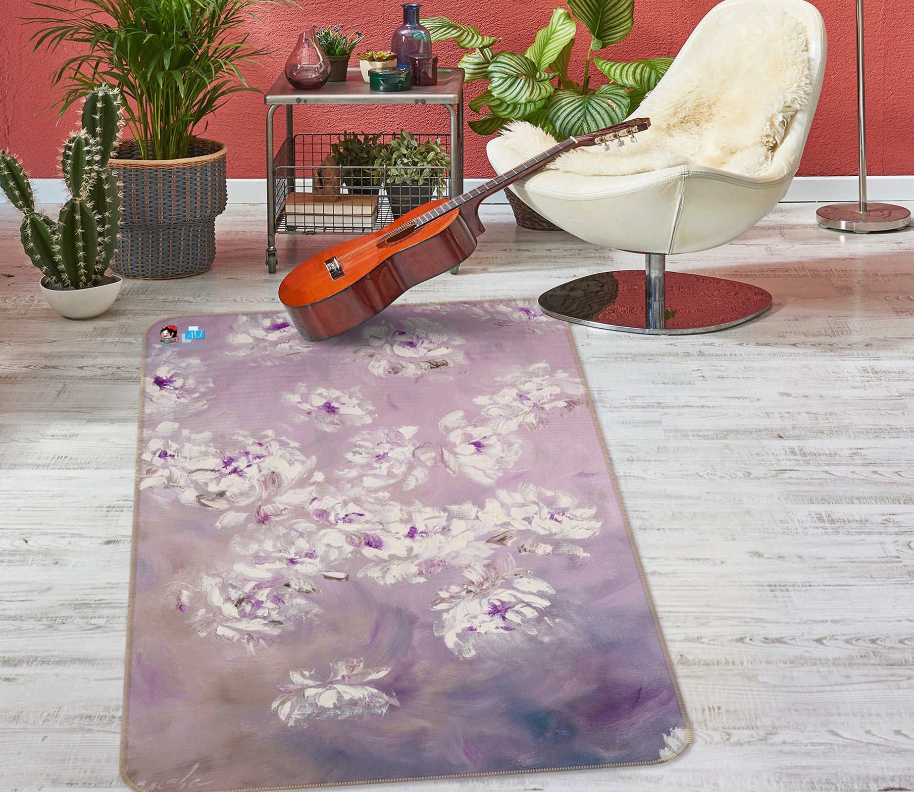 3D Pink Flower 1148 Skromova Marina Rug Non Slip Rug Mat