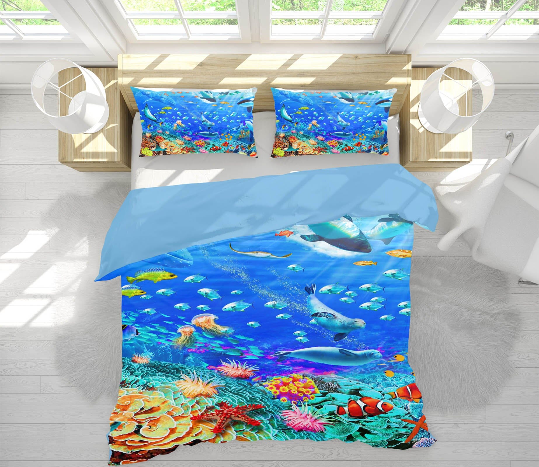 3D Undersea Fish 2033 Adrian Chesterman Bedding Bed Pillowcases Quilt Quiet Covers AJ Creativity Home 