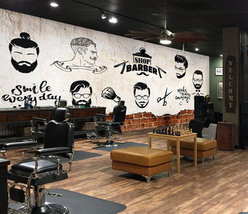 3D Short Hair Style 1426 Barber Shop Wall Murals