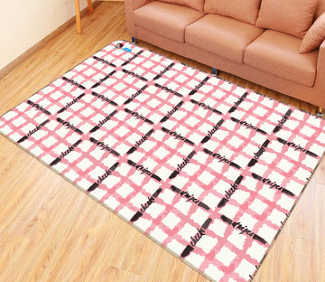 3D Pink Black Plaid Lines 10780 Kashmira Jayaprakash Rug Non Slip Rug Mat