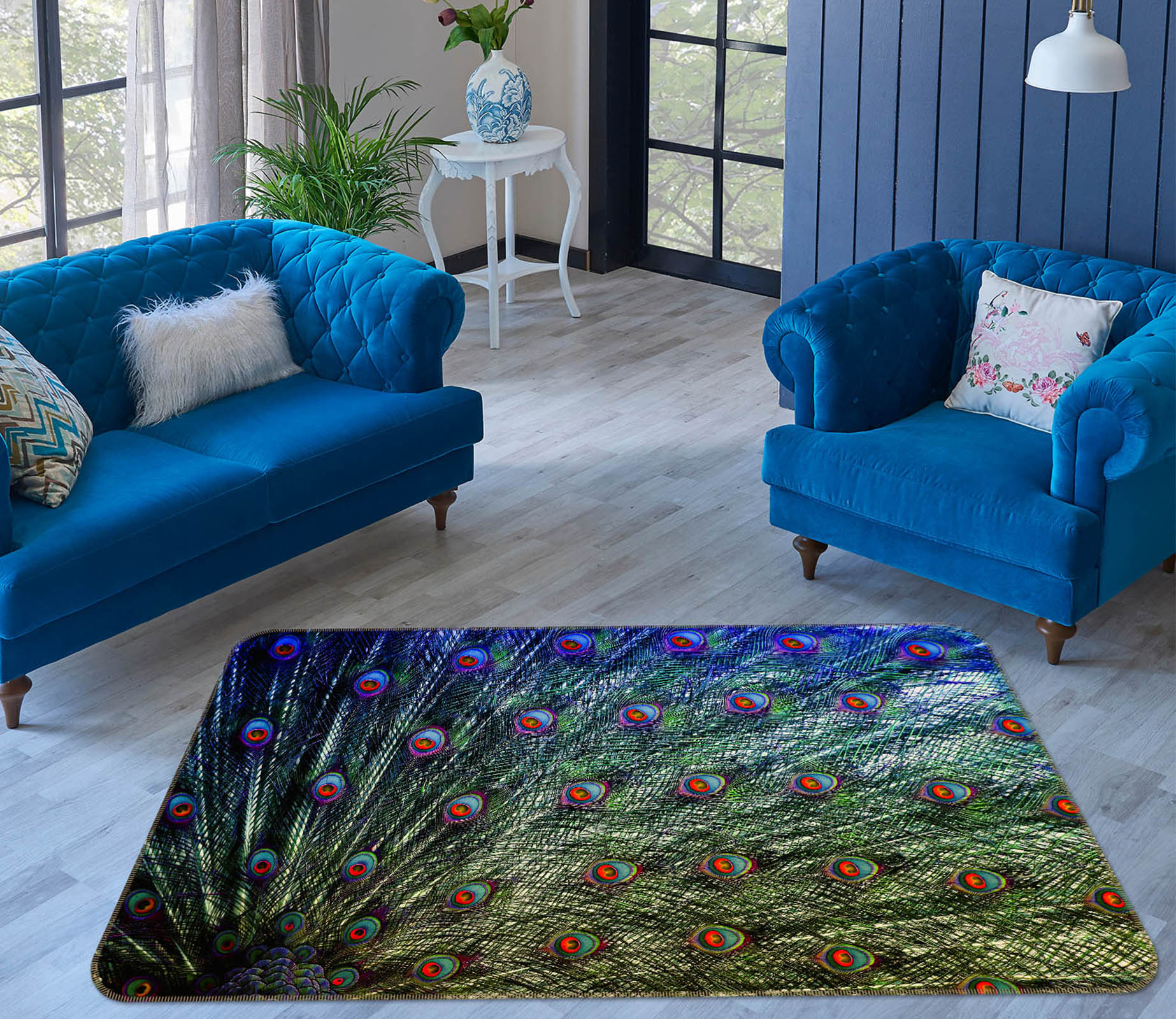 3D Peacock Feather 69004 Animal Non Slip Rug Mat