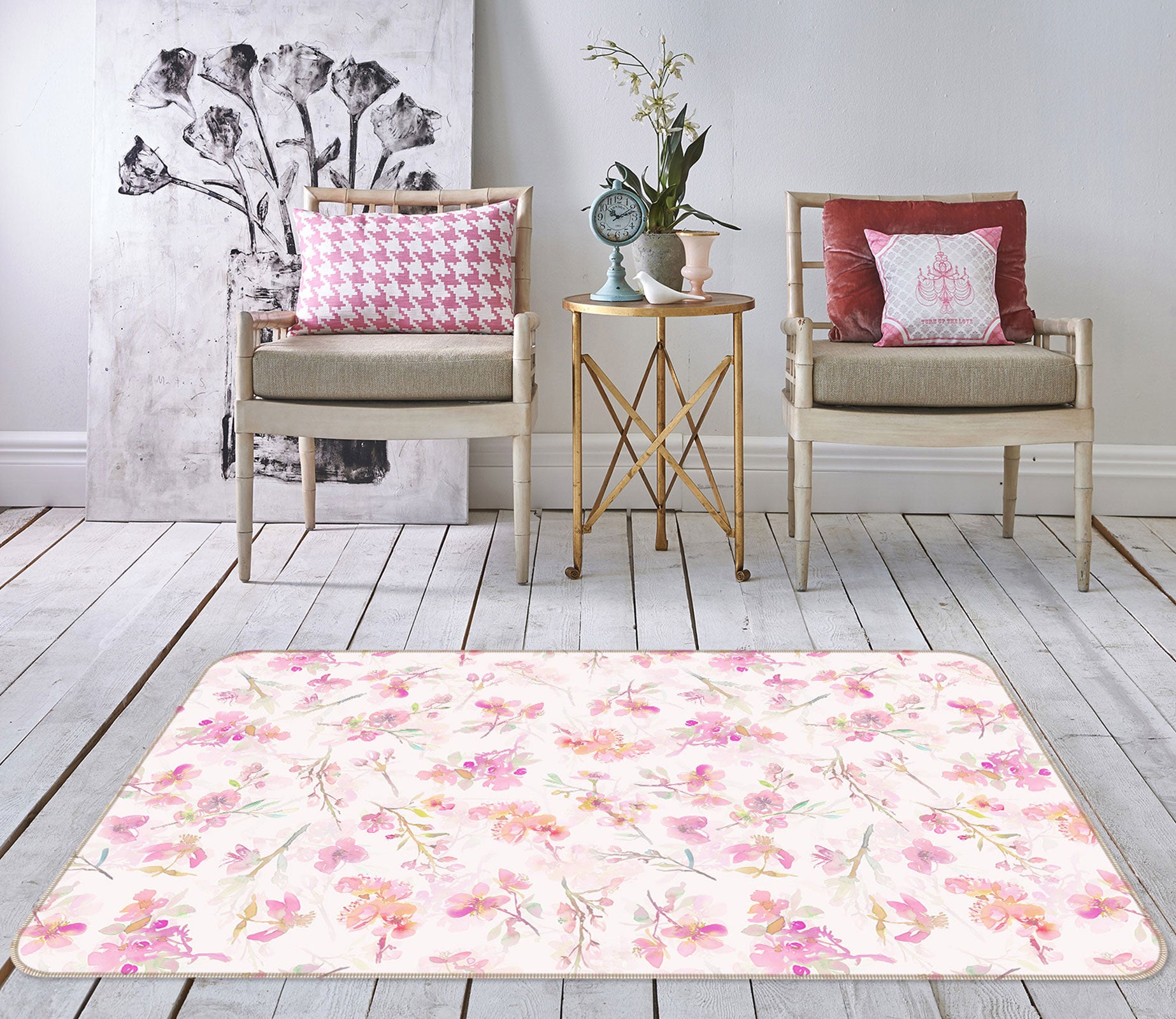 3D Small Flower 084 Uta Naumann Rug Non Slip Rug Mat