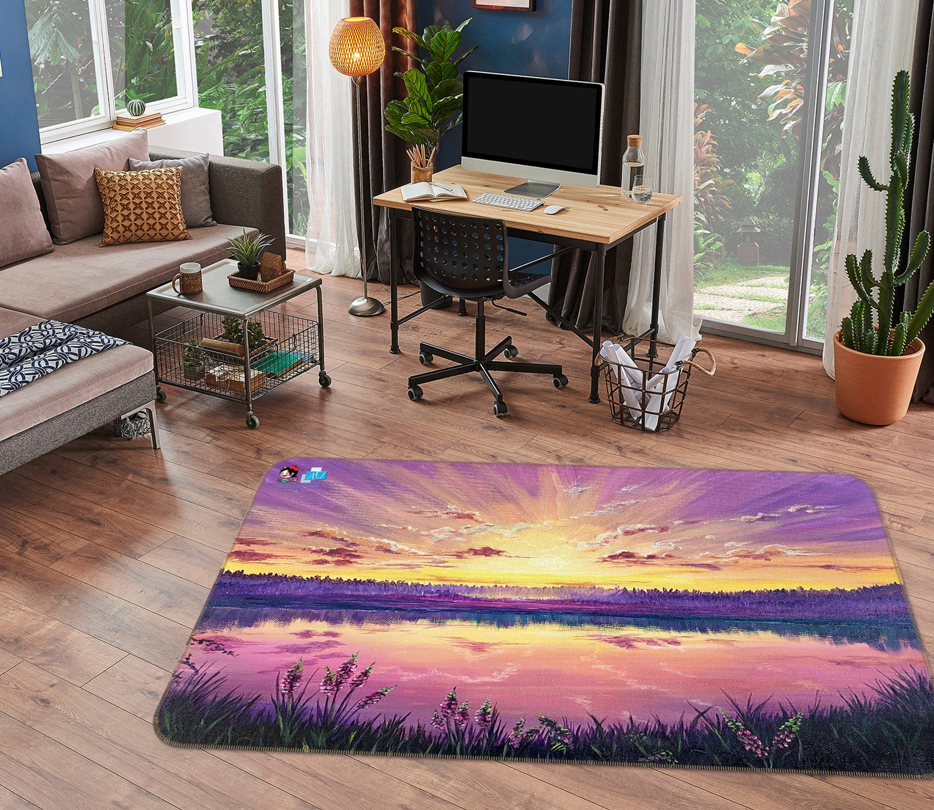 3D Sunrise Sky Lake 1887 Marina Zotova Rug Non Slip Rug Mat