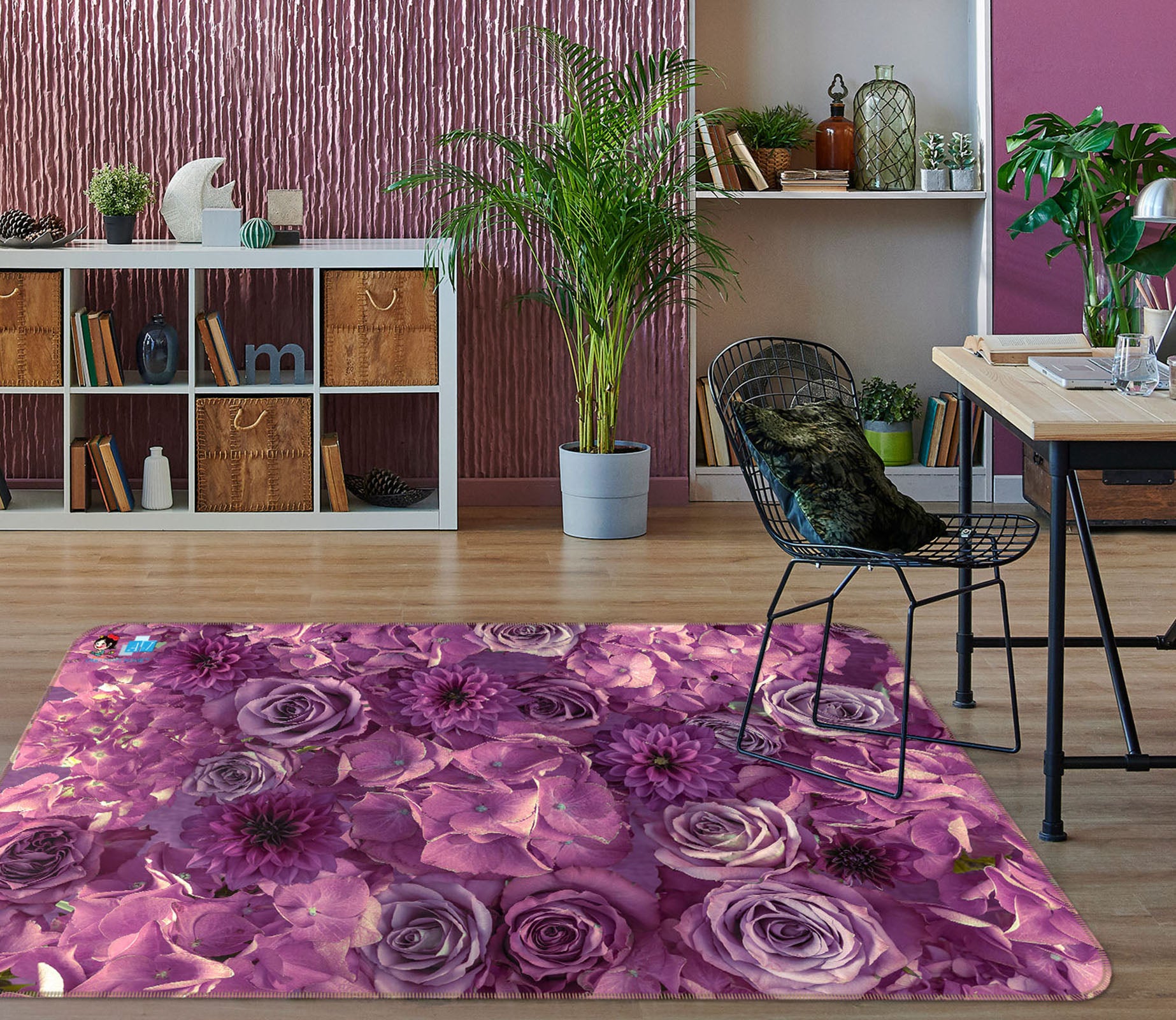 3D Purple Flower 6725 Assaf Frank Rug Non Slip Rug Mat