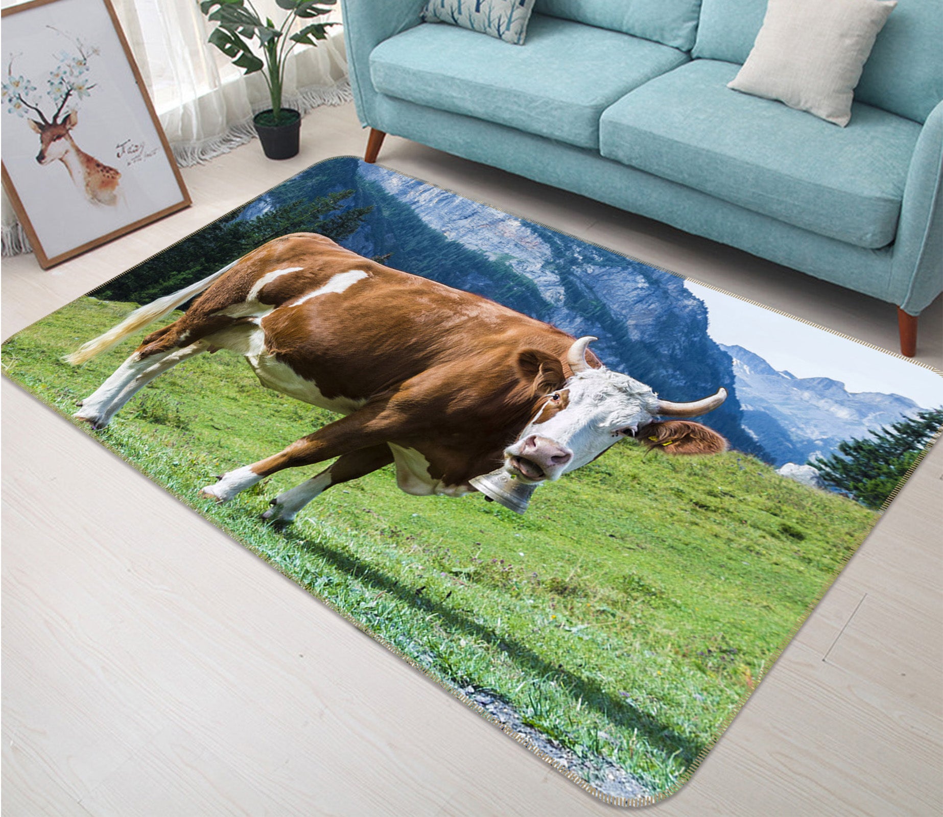 3D Cattle Grass 82086 Animal Non Slip Rug Mat