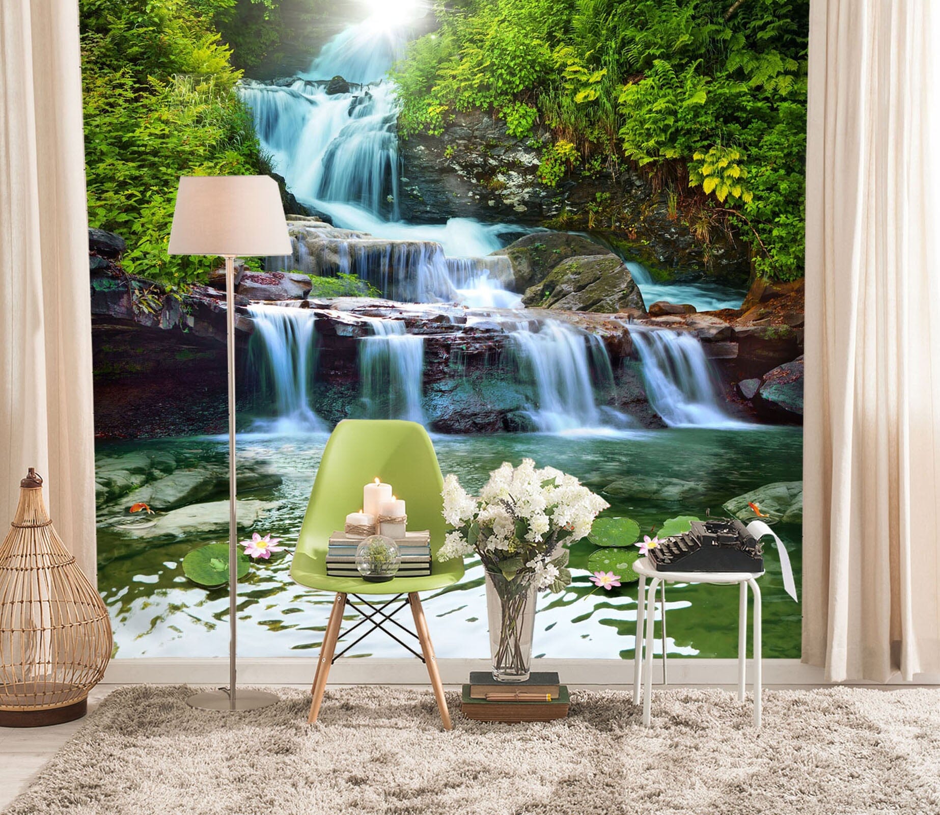 3D River Lotus 104 Wall Murals Wallpaper AJ Wallpaper 2 