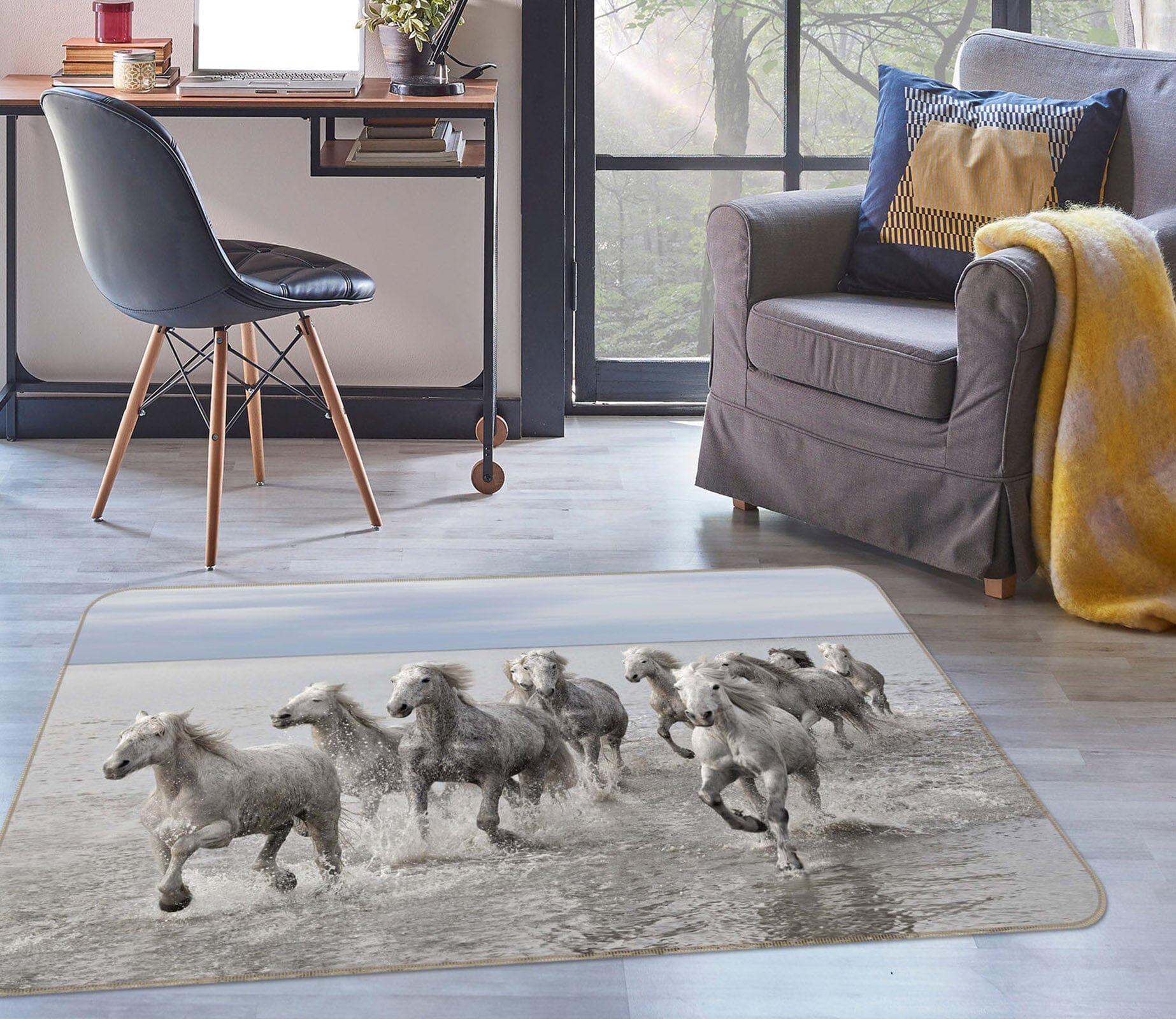 3D White Horse 1148 Marco Carmassi Rug Non Slip Rug Mat Mat AJ Creativity Home 