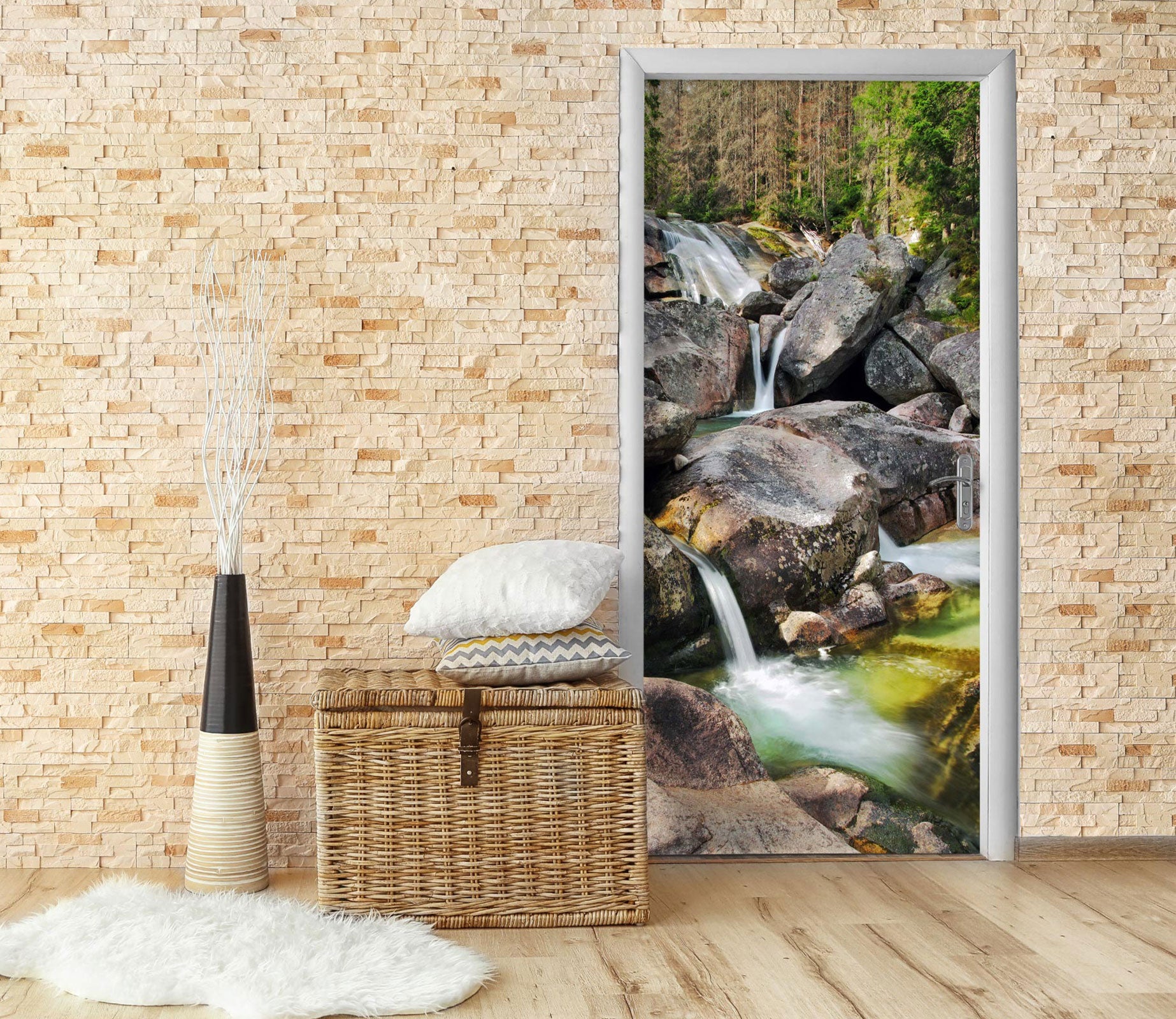 3D Stone River 189 Door Mural