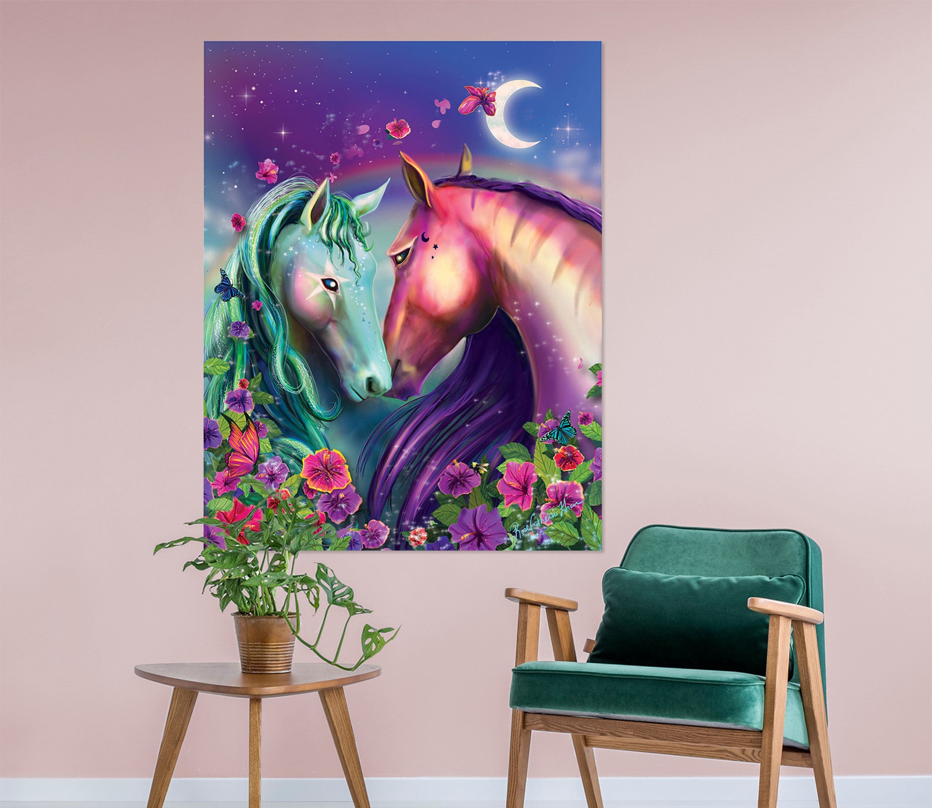 3D Color Horse 214 Rose Catherine Khan Wall Sticker