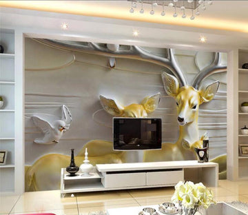 3D Yellow Deer WC855 Wall Murals